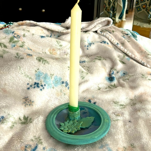 Signed Candace Vintage Pottery Candle Holder